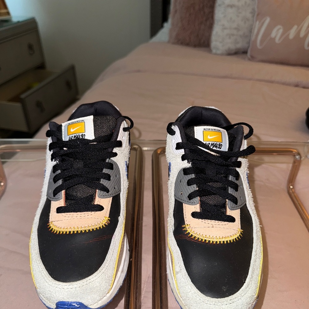 Nike Black and White Sneakers with Yellow and Blue Highlights